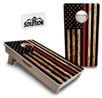 Mini Cornhole Boards - Blue & Red Line Burnt Flags