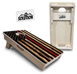 Mini Cornhole Boards - Blue & Red Line Burnt Flags