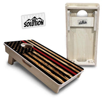 Mini Cornhole Boards - Blue & Red Line Burnt Flags