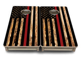 Mini Cornhole Boards - Blue & Red Line Burnt Flags