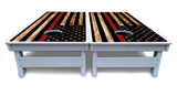 Blue & Red Line Burnt Flag Cornhole Boards - All Weather Series