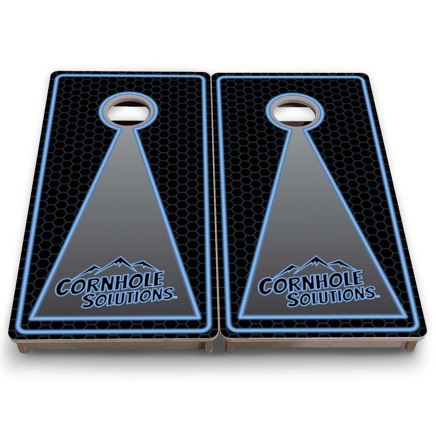 Vacation Cornhole Boards - Neon Keyhole CS Logo