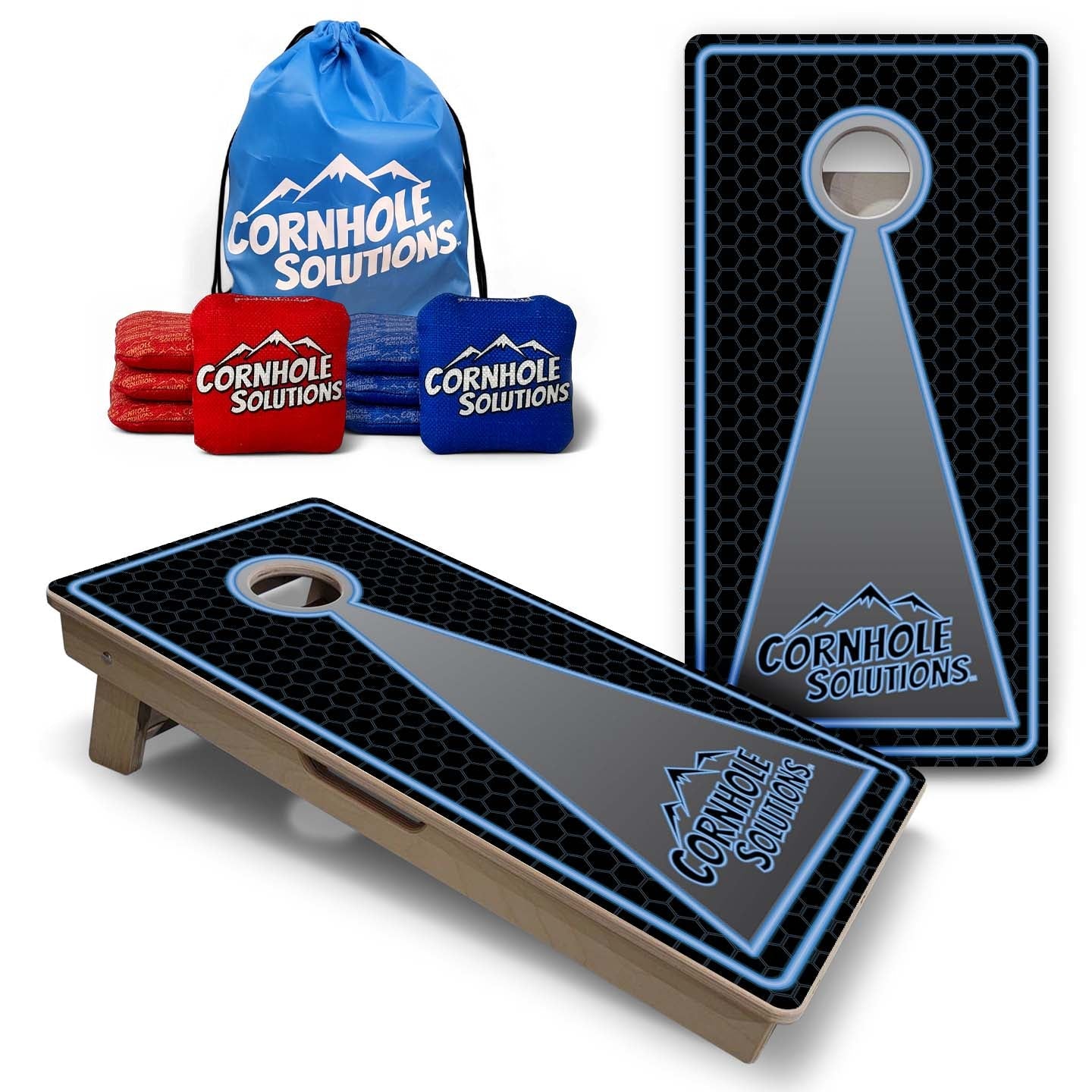 Vacation Cornhole Boards - Neon Keyhole CS Logo