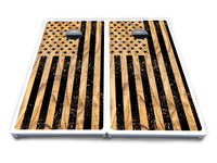 Light Wood Flag Cornhole Boards - All Weather Series