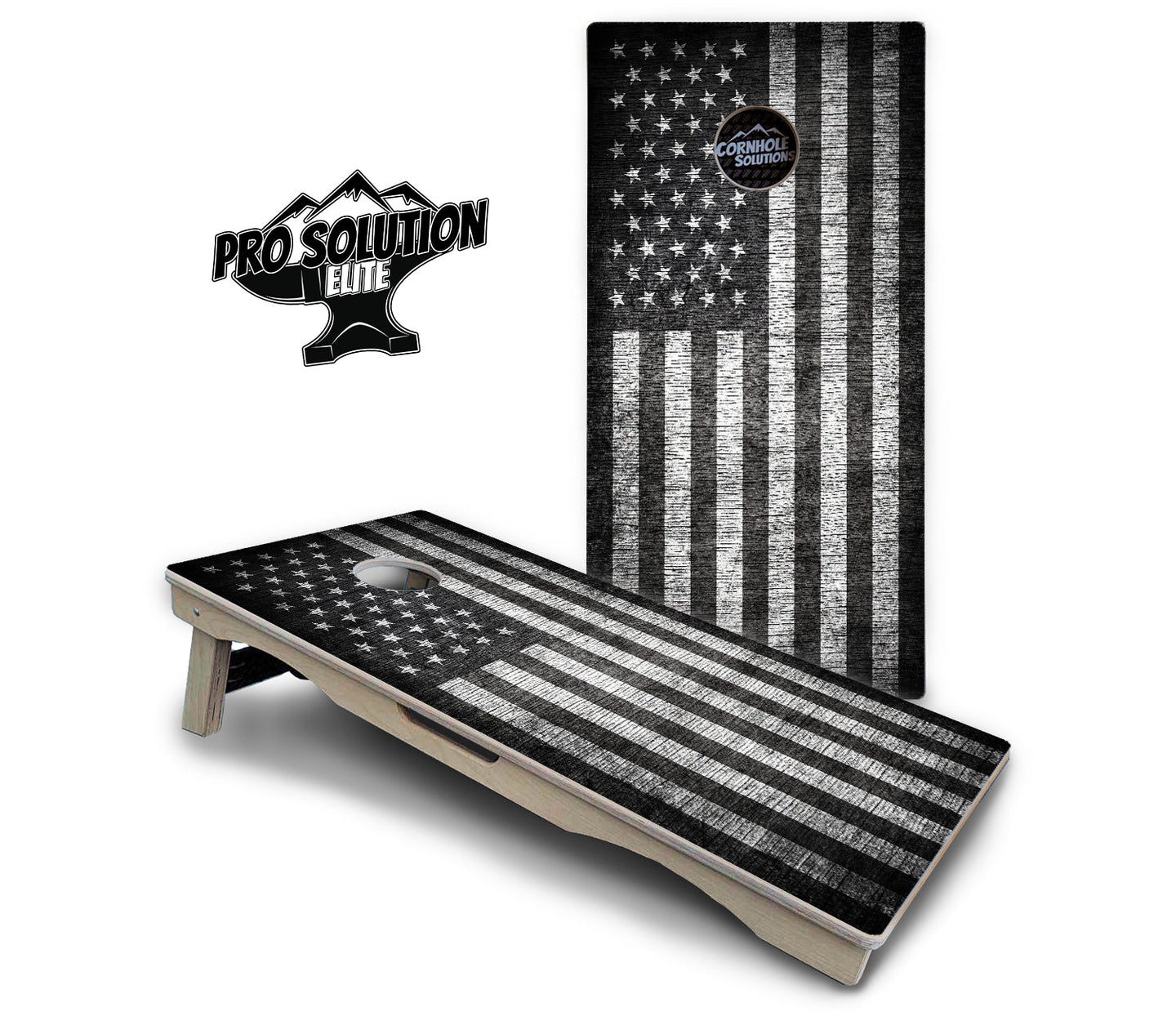 Monochrome Flag Cornhole Boards - Pro Solution Elite Series