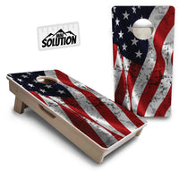 Mini Cornhole Boards - Wavy Distressed Flag
