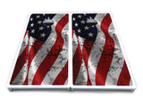 Wavy Distressed Flag Cornhole Boards - All Weather Series