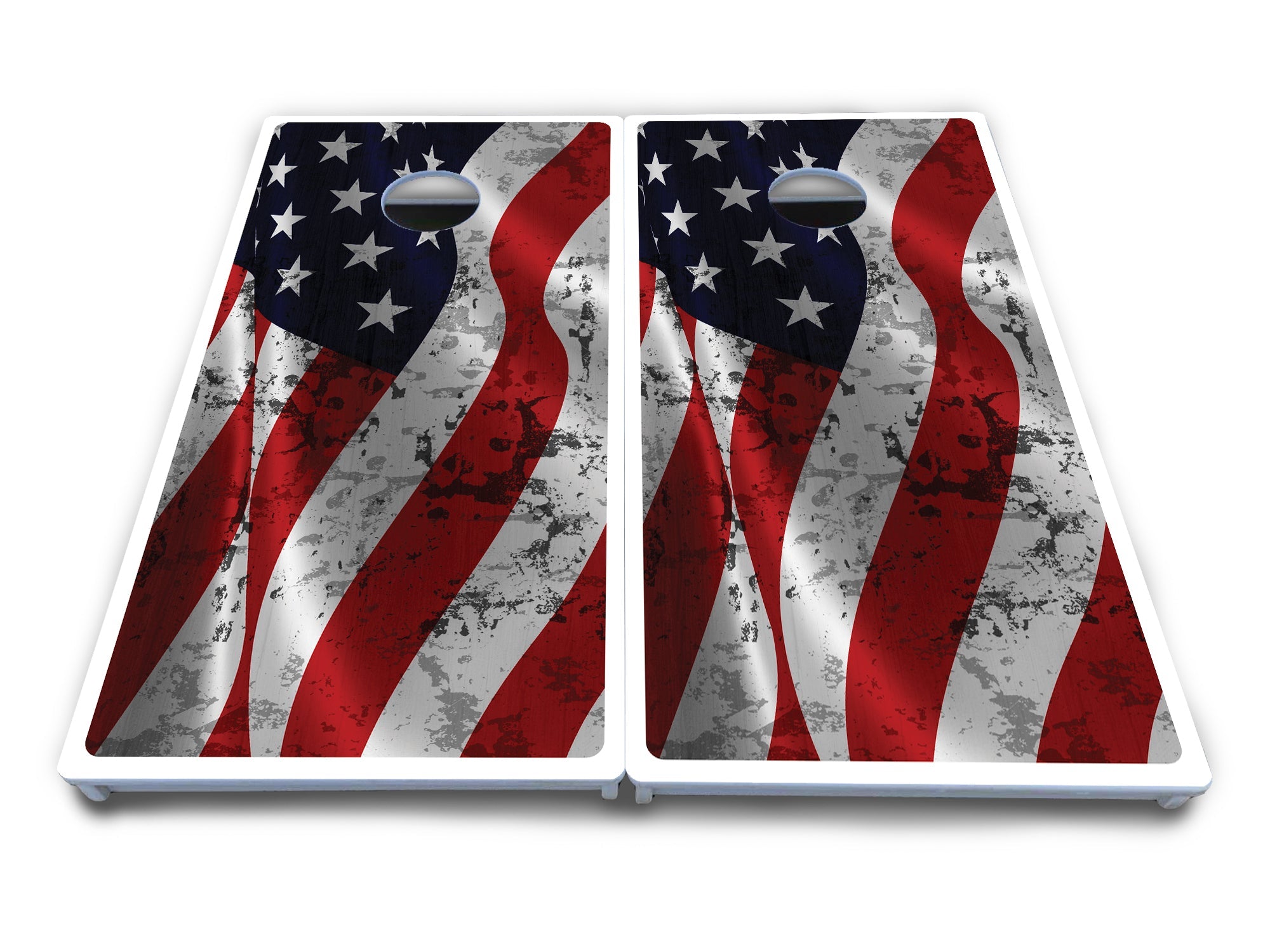 Wavy Distressed Flag Cornhole Boards - All Weather Series