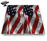 Wavy Distressed Flag Cornhole Boards - Pro Solution Elite Series