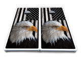 Black & White Eagle Flag Cornhole Boards - All Weather Series