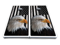 Black & White Eagle Flag Cornhole Boards - All Weather Series