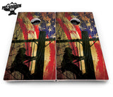 Faded Lineman Flag Cornhole Boards - Pro Solution Elite Series