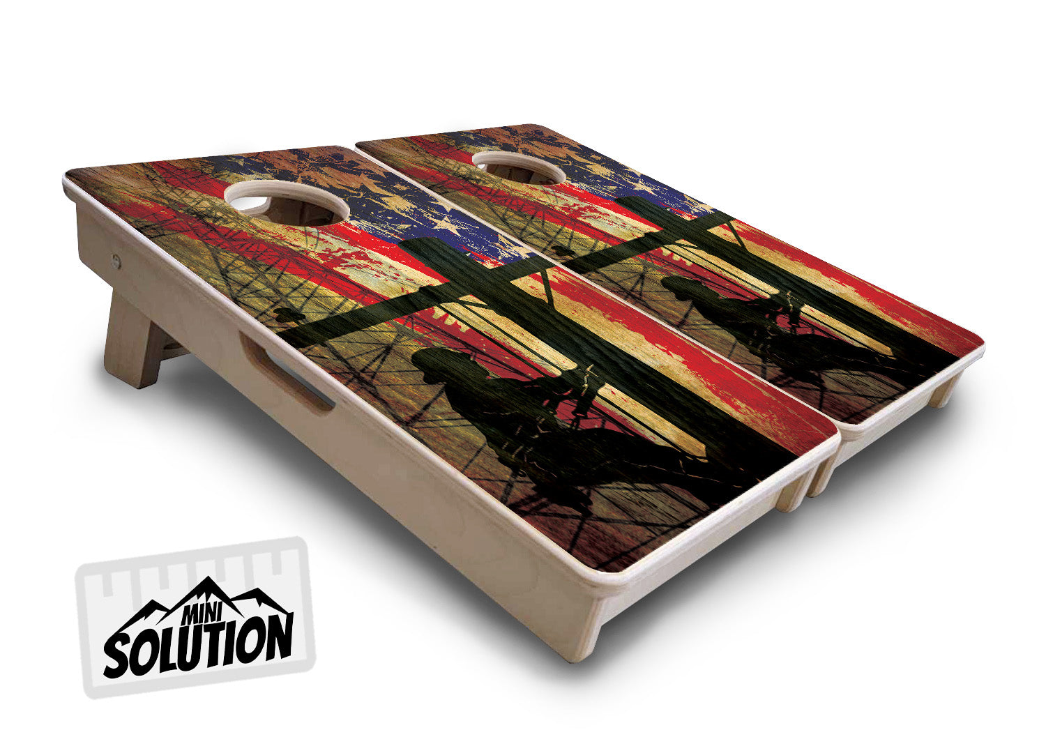 Mini Cornhole Boards - Faded Lineman Flag