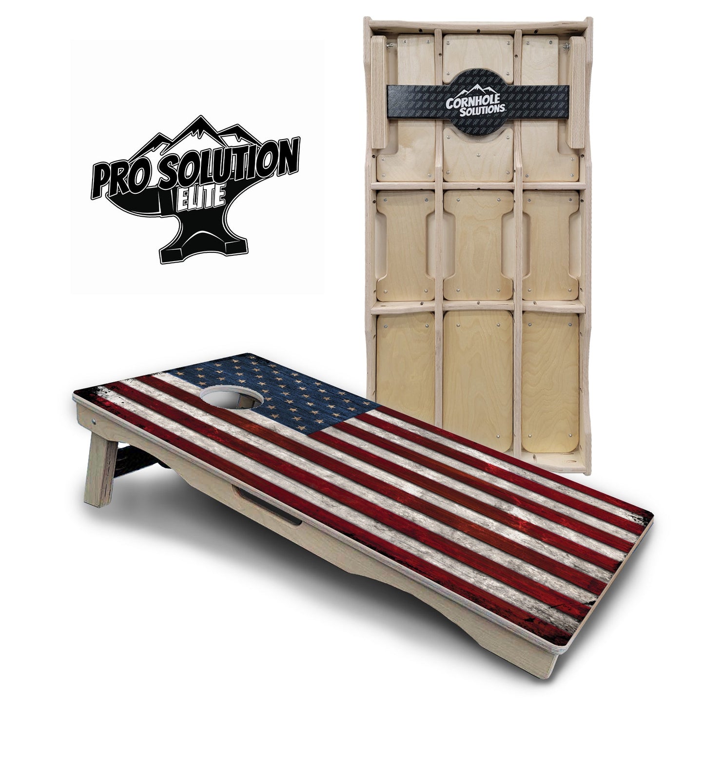 Rustic USA Flag Cornhole Boards - Pro Solution Elite Series