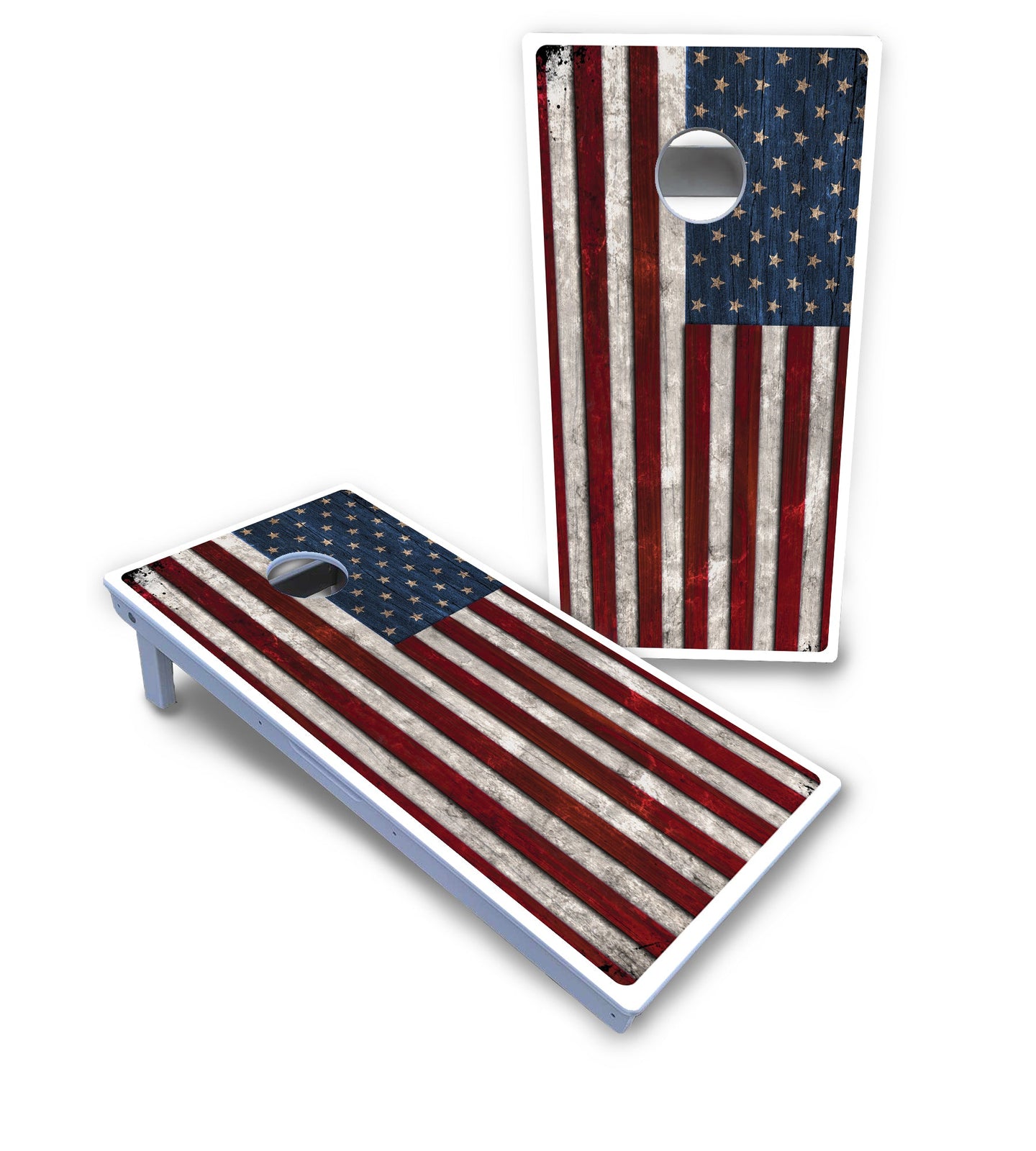 Rustic USA Flag Cornhole Boards - All Weather Series