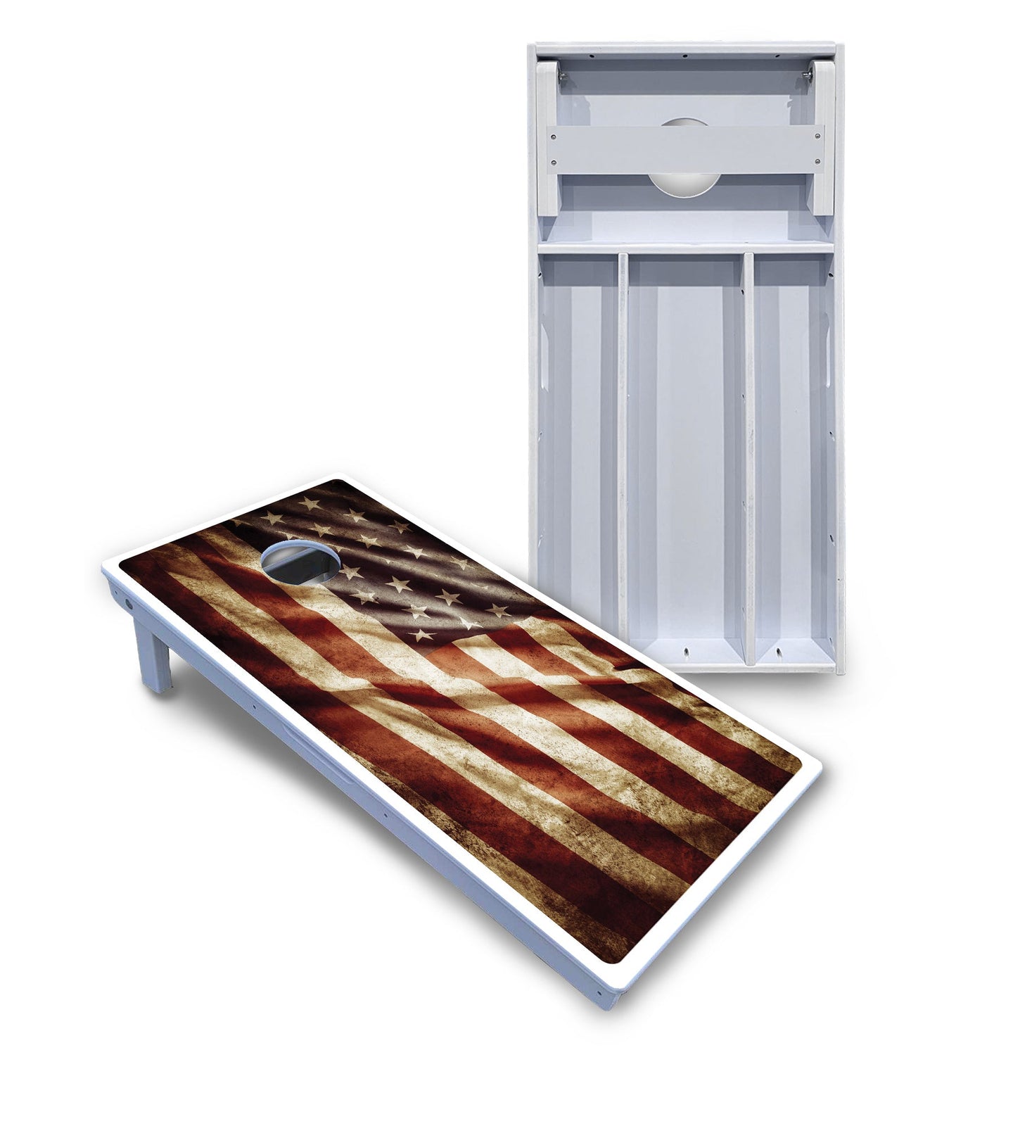 Rustic Wavy Flag Cornhole Boards - All Weather Series