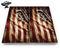 Rustic Wavy Flag Cornhole Boards - Pro Solution Elite Series