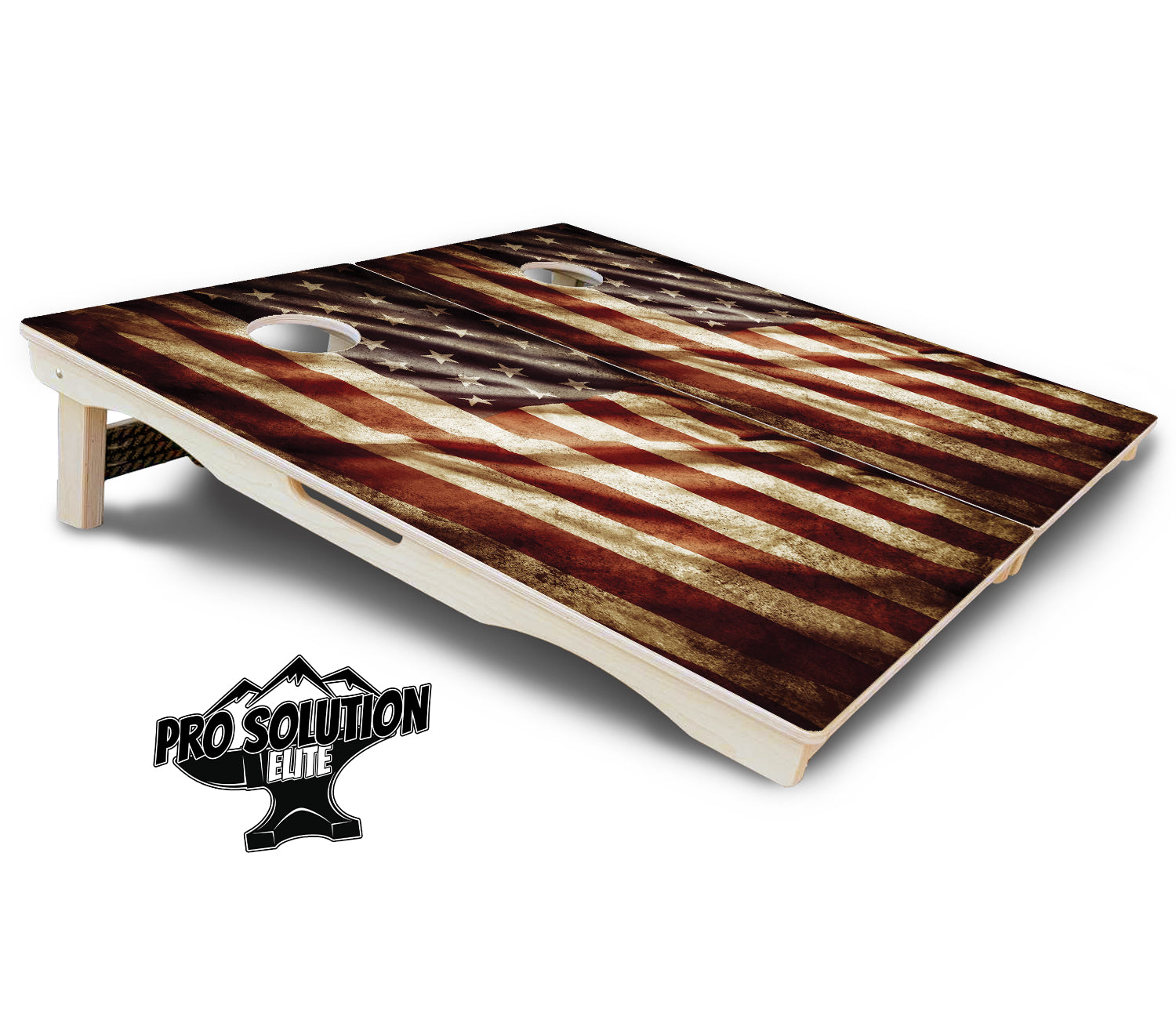 Rustic Wavy Flag Cornhole Boards - Pro Solution Elite Series