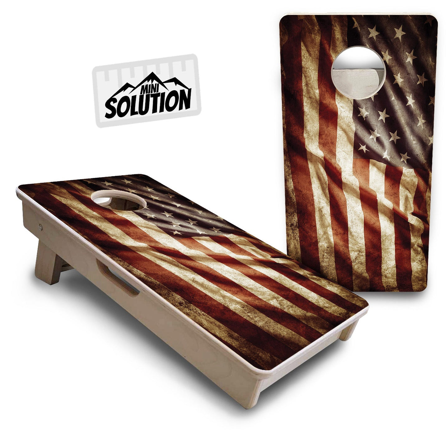 Mini Cornhole Boards - Rustic Wavy Flag