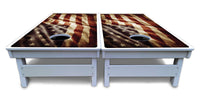 Rustic Wavy Flag Cornhole Boards - All Weather Series