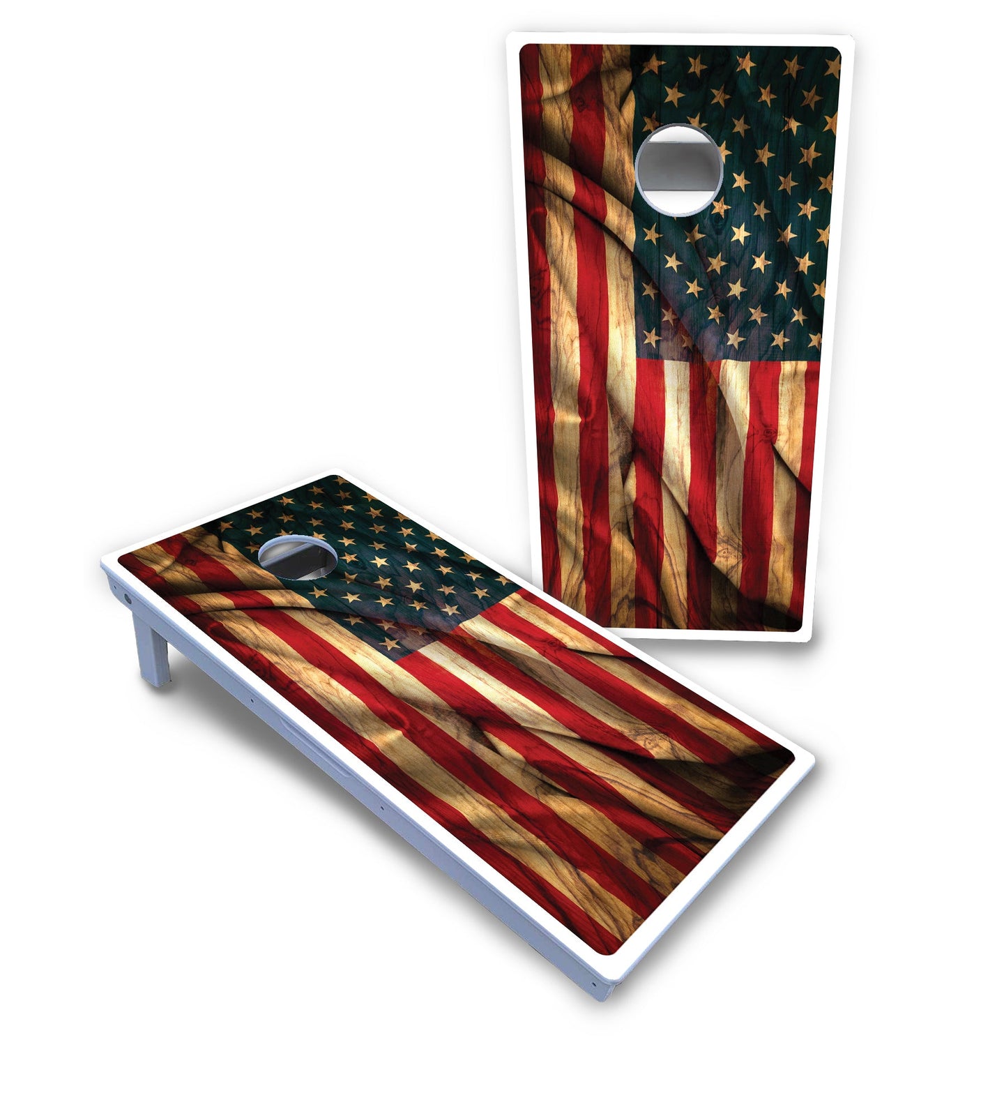 USA Wood Flag Color Cornhole Boards - All Weather Series
