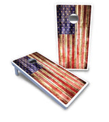 Rustic Wood Flag Cornhole Boards - All Weather Series