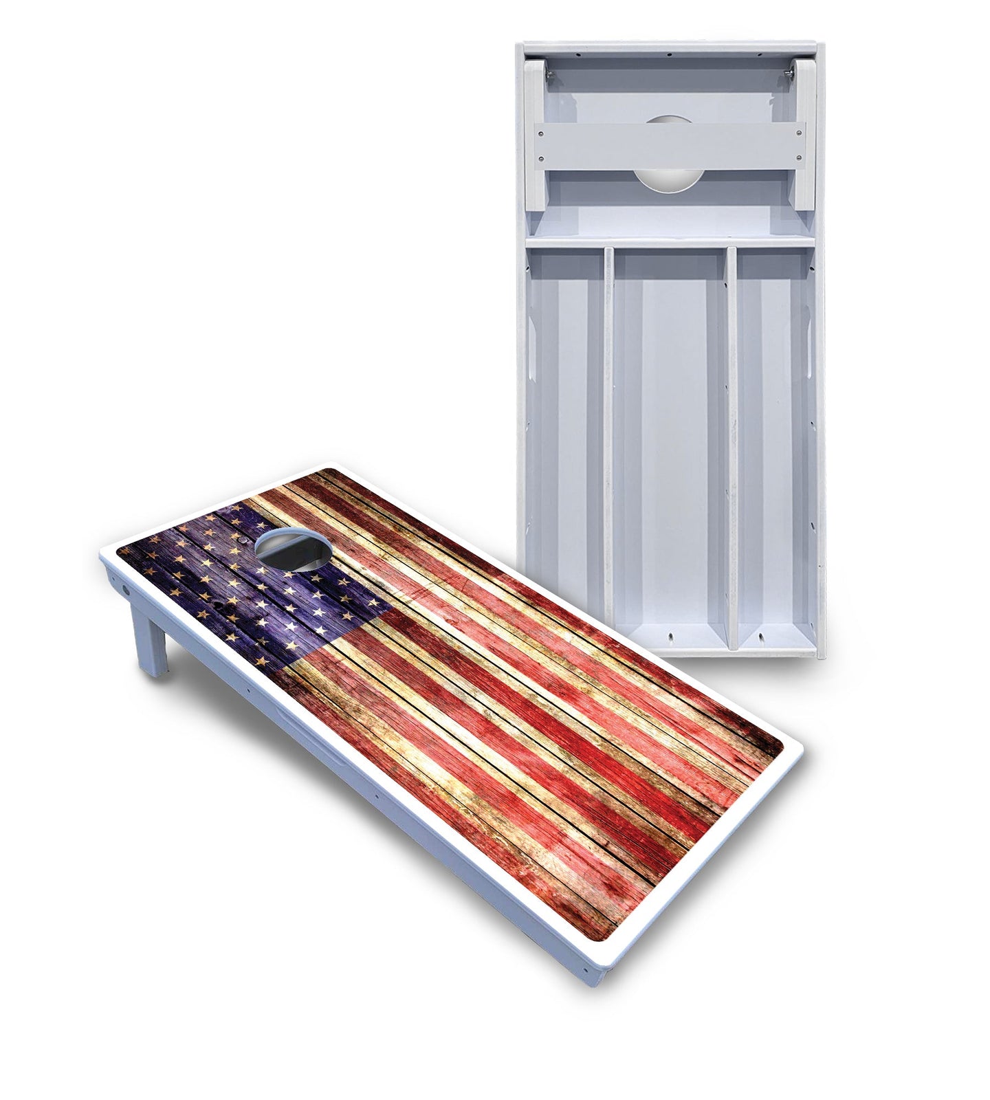 Rustic Wood Flag Cornhole Boards - All Weather Series