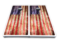 Rustic Wood Flag Cornhole Boards - All Weather Series