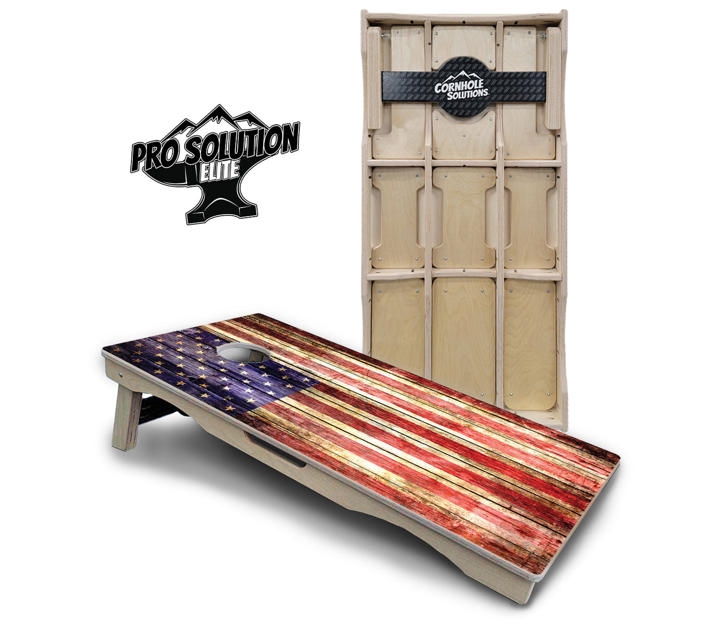 Rustic Wood Flag Cornhole Boards - Pro Solution Elite Series