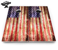 Rustic Wood Flag Cornhole Boards - Pro Solution Elite Series