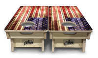 Mini Cornhole Boards - Rustic Wood Flag