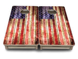 Mini Cornhole Boards - Rustic Wood Flag