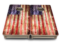 Mini Cornhole Boards - Rustic Wood Flag