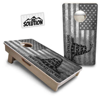 Mini Cornhole Boards - DTOM BW Flag