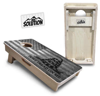Mini Cornhole Boards - DTOM BW Flag