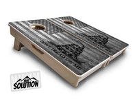 Mini Cornhole Boards - DTOM BW Flag
