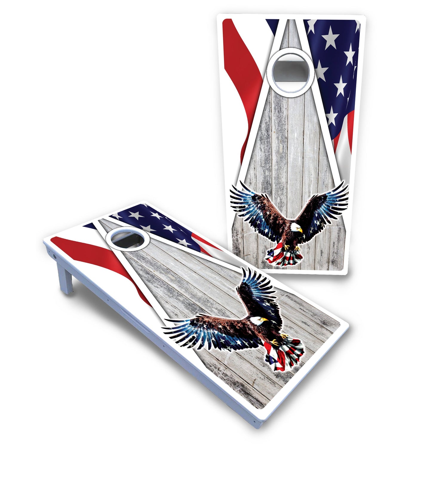 Eagle Triangle Whitewash Cornhole Boards - All Weather Series