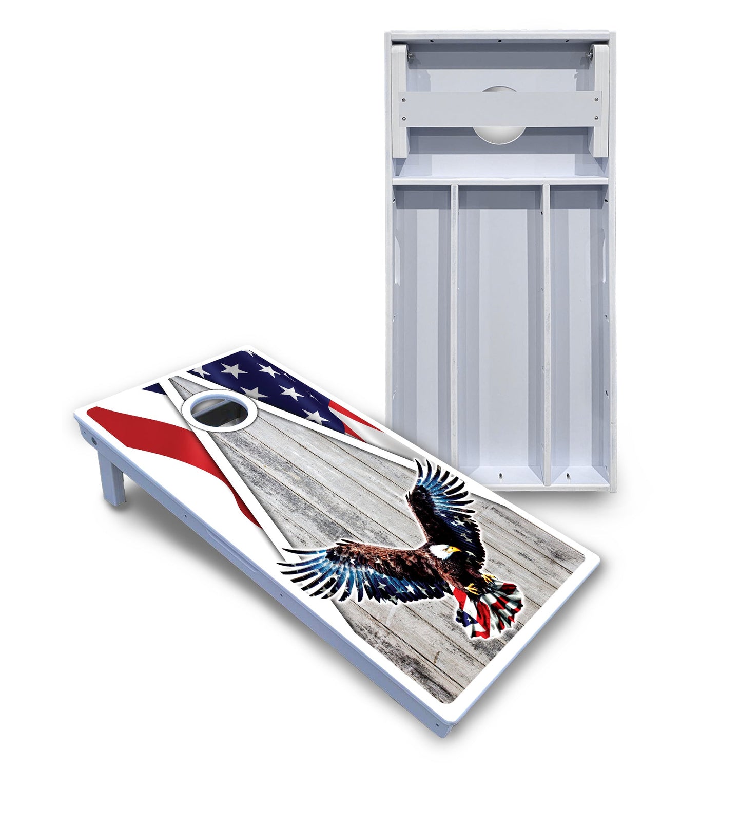 Eagle Triangle Whitewash Cornhole Boards - All Weather Series