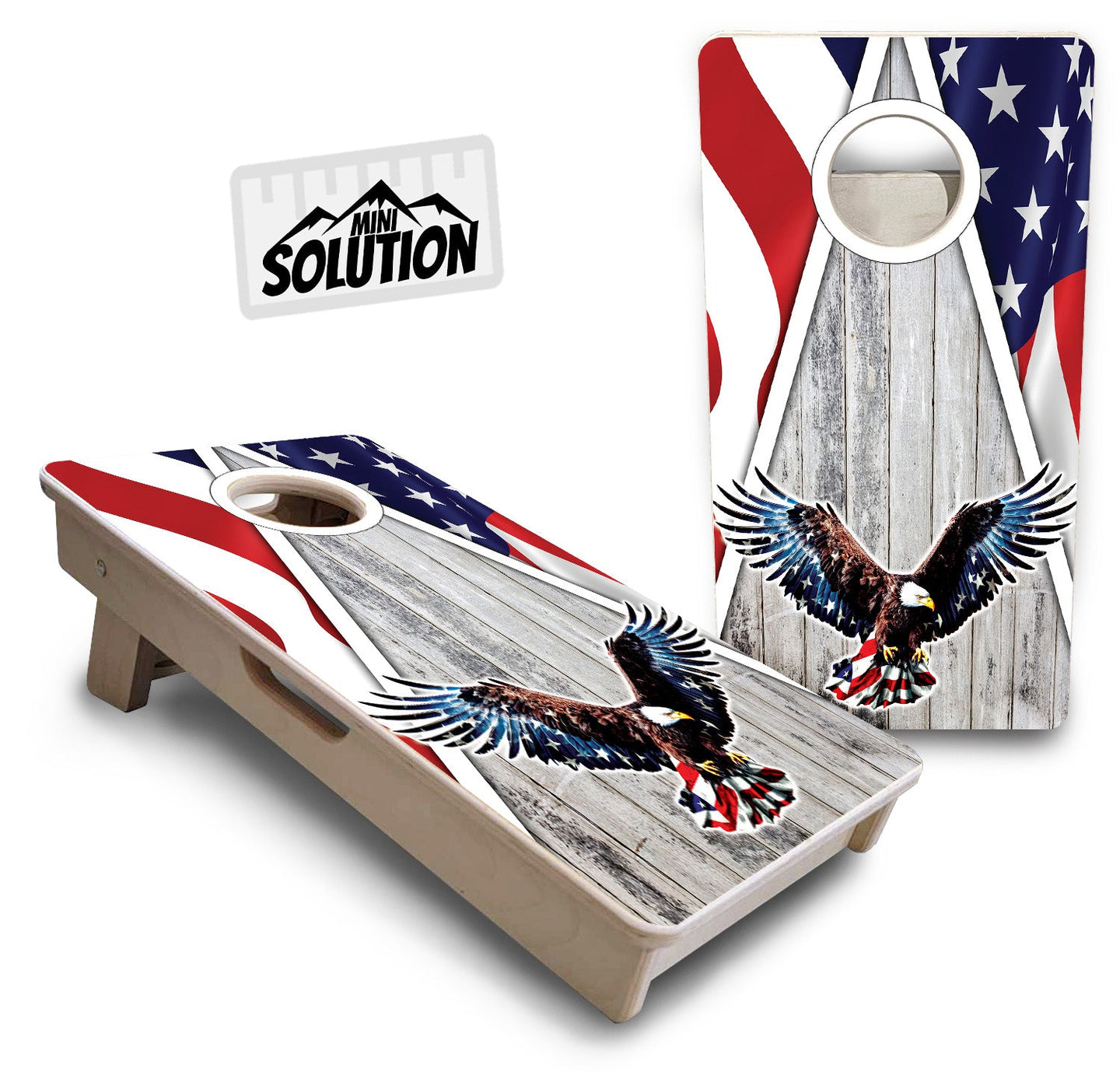 Mini Cornhole Boards - Eagle Triangle Whitewash