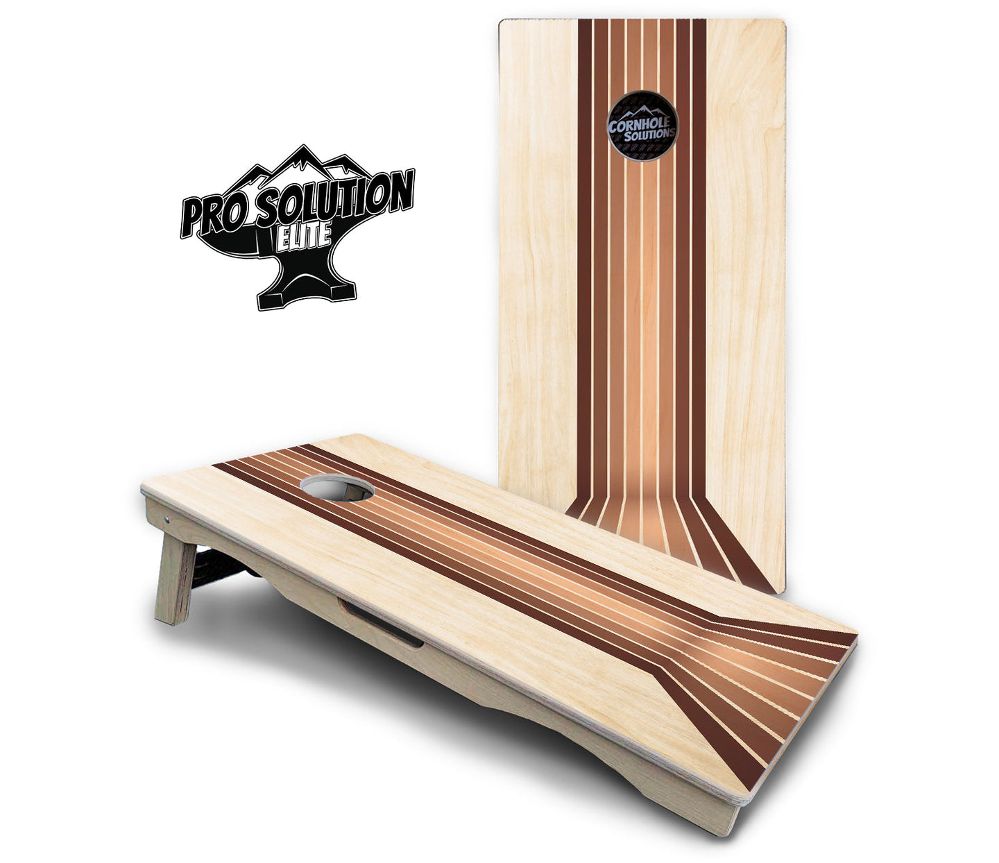 Retro Wood Lines Cornhole Boards - Pro Solution Elite Series