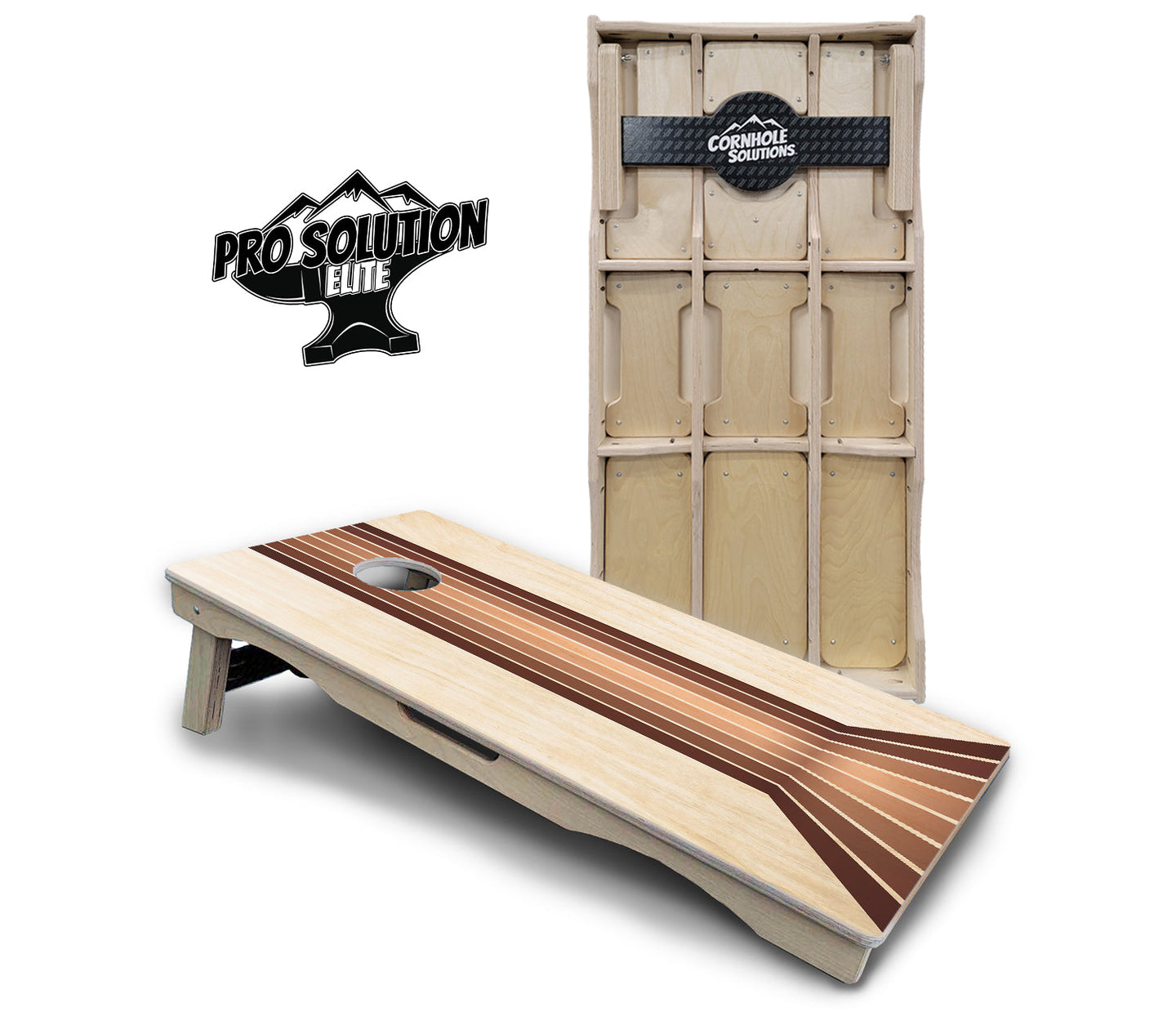 Retro Wood Lines Cornhole Boards - Pro Solution Elite Series