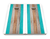 Beach Theme Stripe Cornhole Boards - Professional Tournament Series