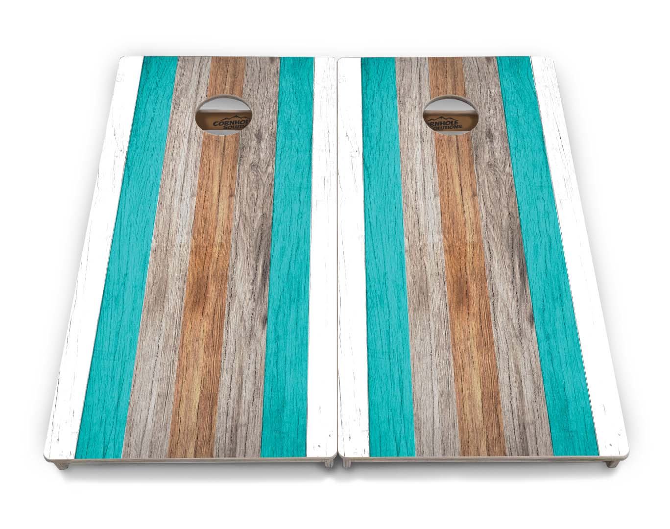 Beach Theme Stripe Cornhole Boards - Professional Tournament Series
