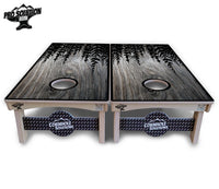 Greyscale Pine Trees Cornhole Boards - Pro Solution Elite Series
