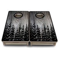 Mini Cornhole Boards - Greyscale Pine Trees