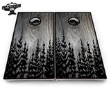 Greyscale Pine Trees Cornhole Boards - Pro Solution Elite Series