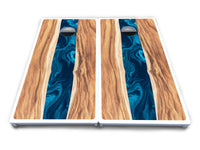 Live Edge River Cornhole Boards - All Weather Series