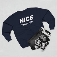 NICE Throw Shop Unisex Crewneck Sweatshirt White Logo – Multiple Colors
