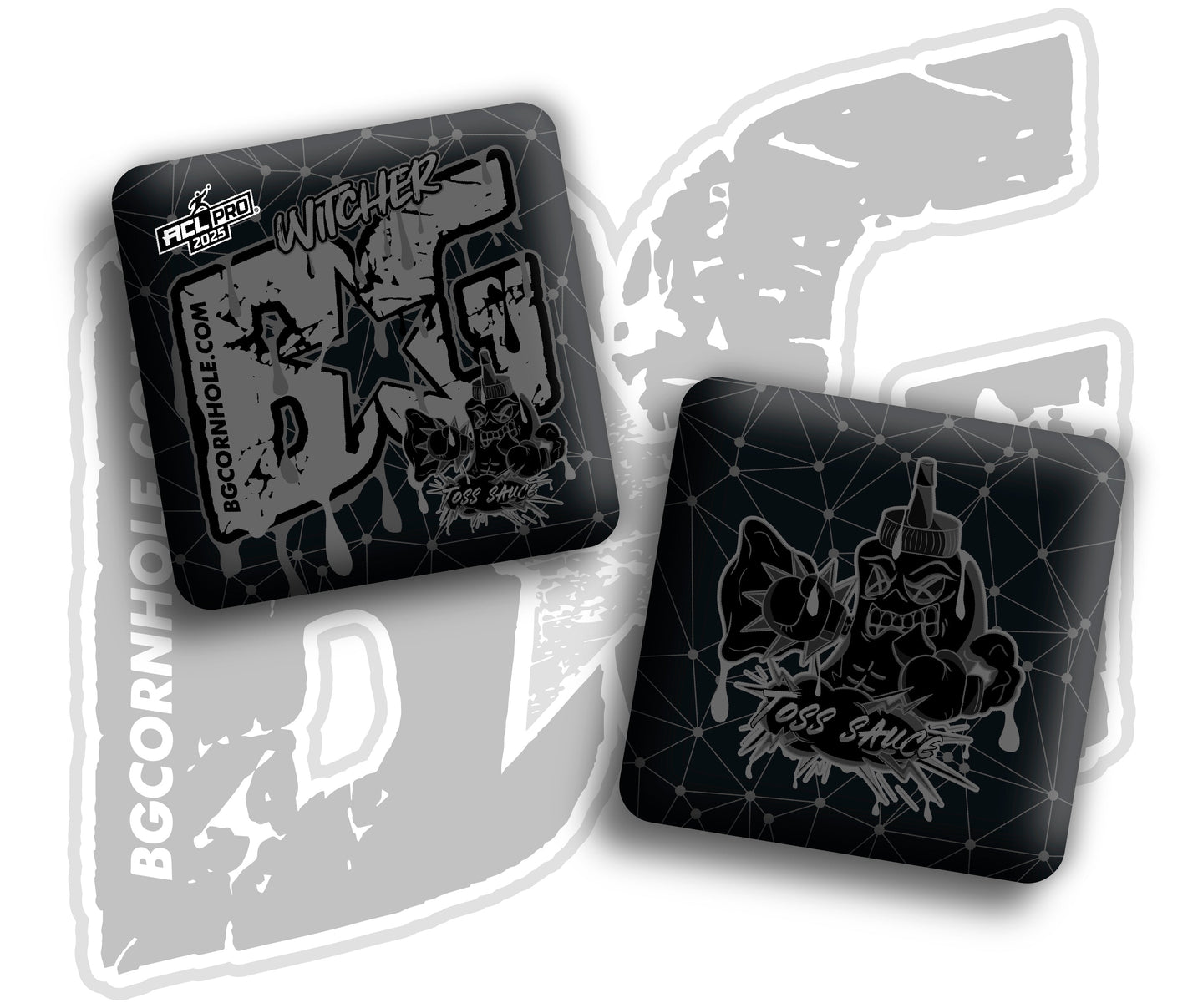 BG Cornhole 2026 Multiple Bag Models "Toss Sauce Whiteout and Blackout" Collab - ACL Pro Stamped Cornhole Bags - SET OF 4 BAGS