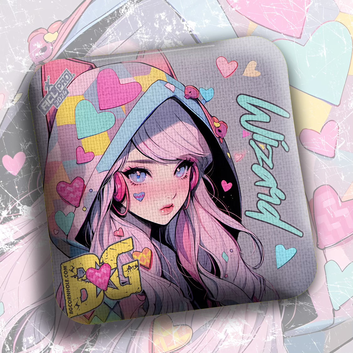BG Cornhole 2025 BG Wizard 4” Mini Cornhole Bags - "ANIME WAIFU VALENTINE" - Set of 4 Bags